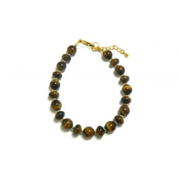 Tiger's Eye Bracelet - Rondelle And Round Beads Tiger's Eye Bracelet - Rondelle And Round Beads